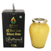 Premium A2 Pure Desi Cow Bilona Ghee By V - Truss Organics | Traditional Vedic Bilona Method Healthy Desi Cow Ghee Perfect For Boost Immunity | (1 Litre) 33.8 Ounce | Jar Pack